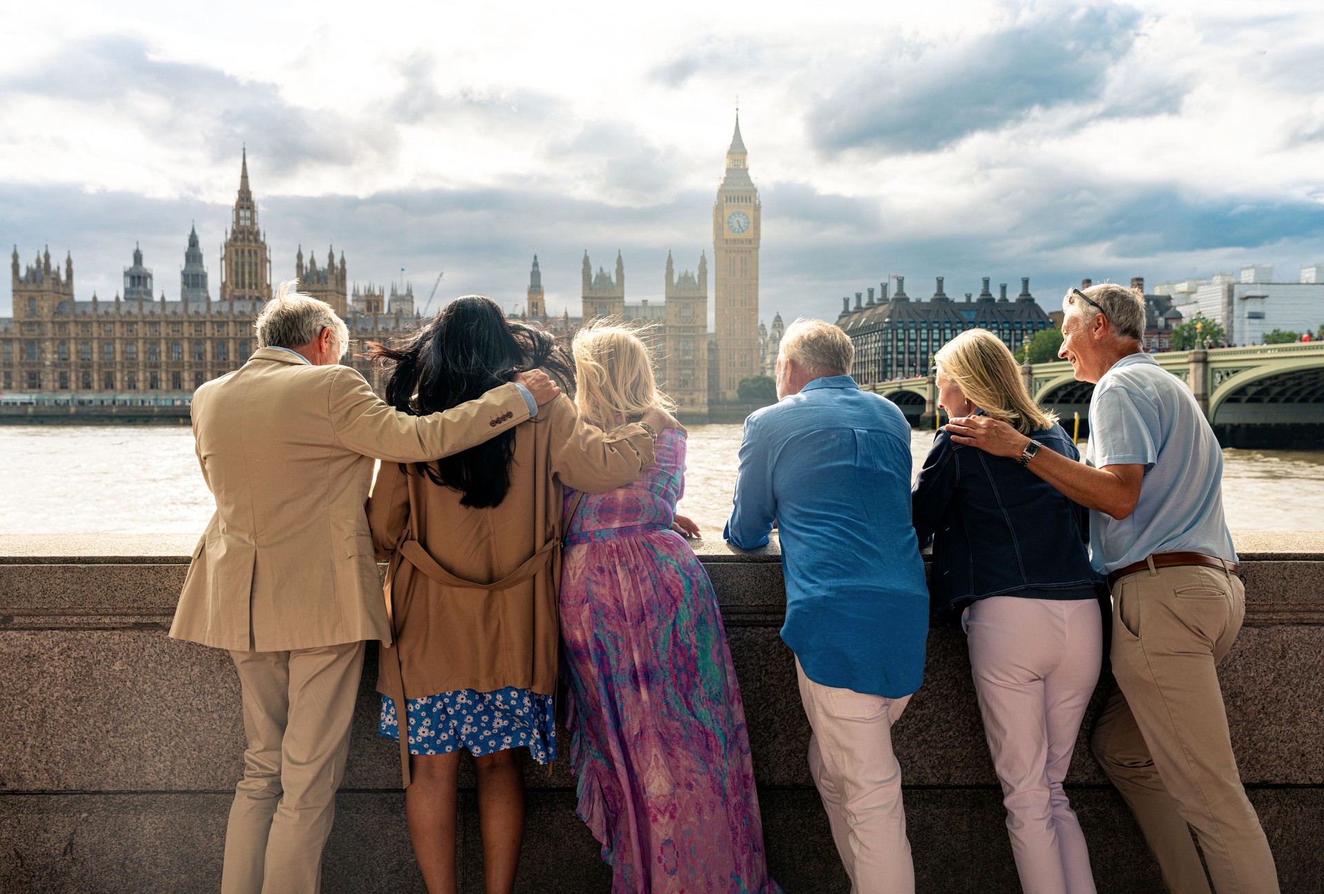Senior group old buddies reunion in London